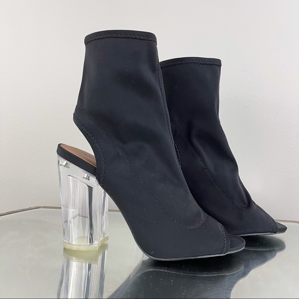 CHARLOTTE RUSSE Black Sock Clear Heels NEW